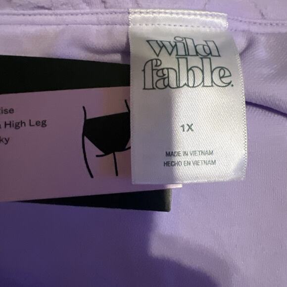 Wild Fable Lavender Wavy Textured Terry Mid-Rise Bikini Bottom Women’s 1X 17-18 - Picture 3 of 5